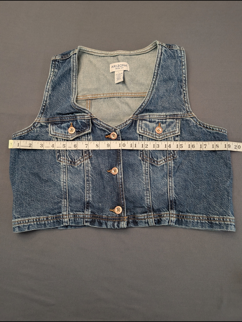 Arizona Jean Co L Denim Crop Vest NWT Blue Jean Button Front Y2K Boho 90s - Picture 5 of 7